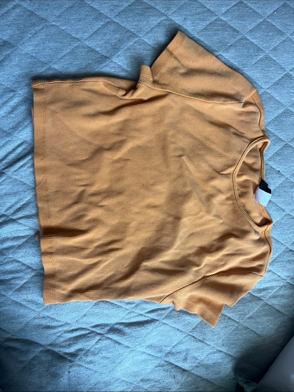 Divided Ribbed Crop Top in Mustard Yellow